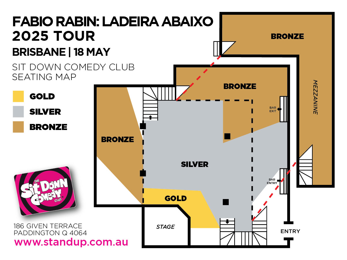 Fábio Rabin: Ladeira Abaixo 2025 Tour | Brisbane Seating Map